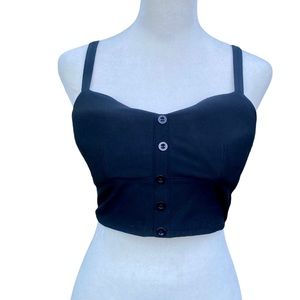 Gothic Black Button Summer Crop Top